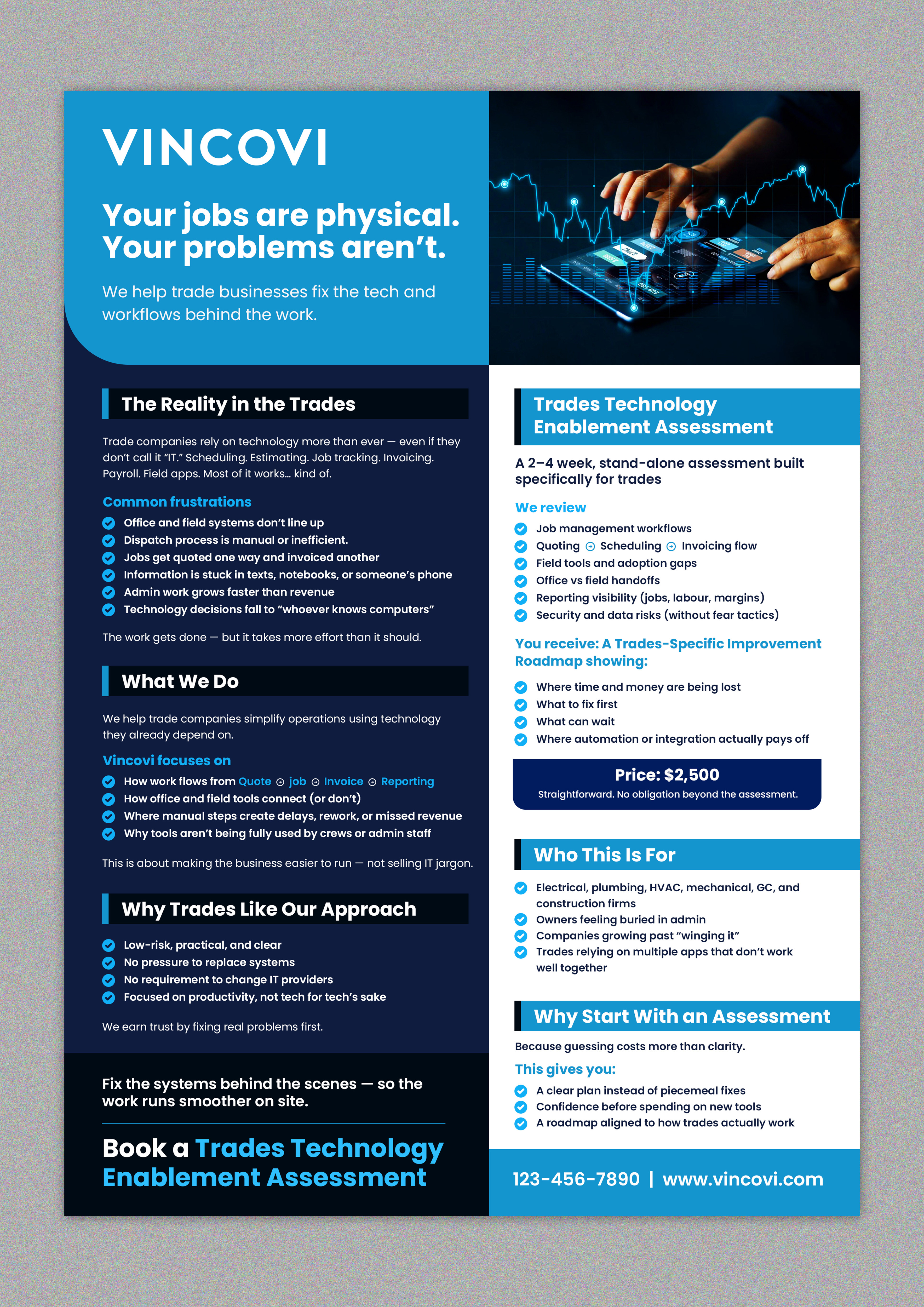 Design de Flyer par SAI DESIGNS pour VINCOVI Technology Solutions Inc | Design #36631320