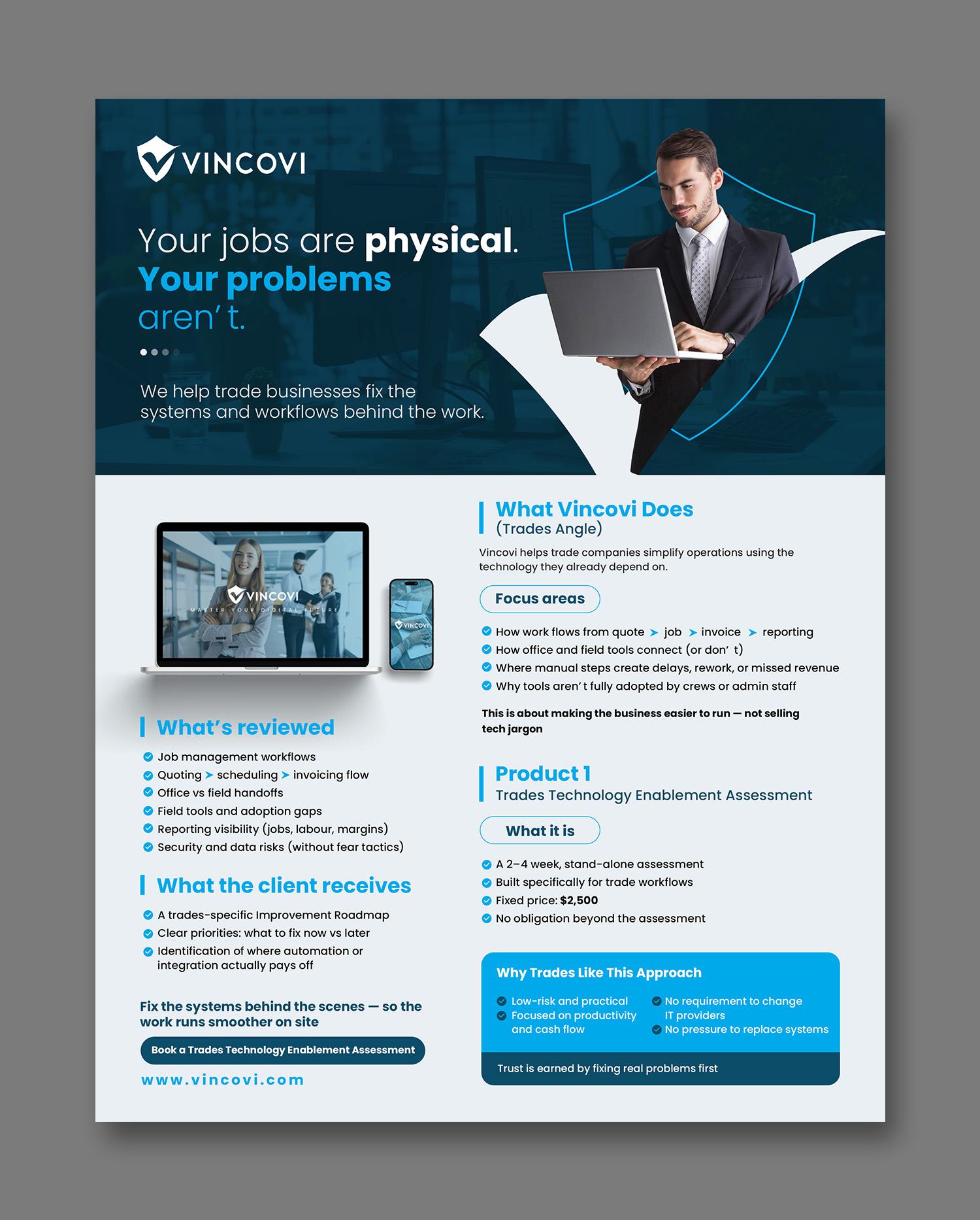 Flyer Design by debdesign for VINCOVI Technology Solutions Inc | Design #36631214