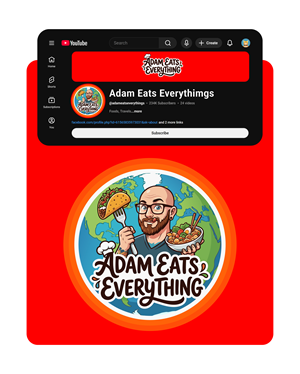 "Adam Eats Everything" Food and Travel YouTube Channel Logo