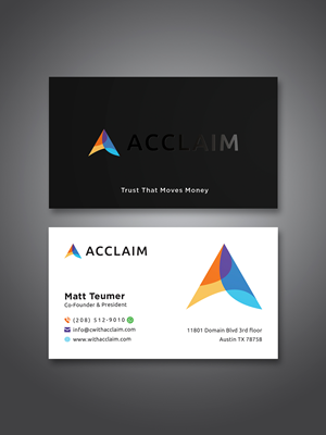 Visitenkarten-Design von Creative Moon Design für Acclaim | Design: #36725183