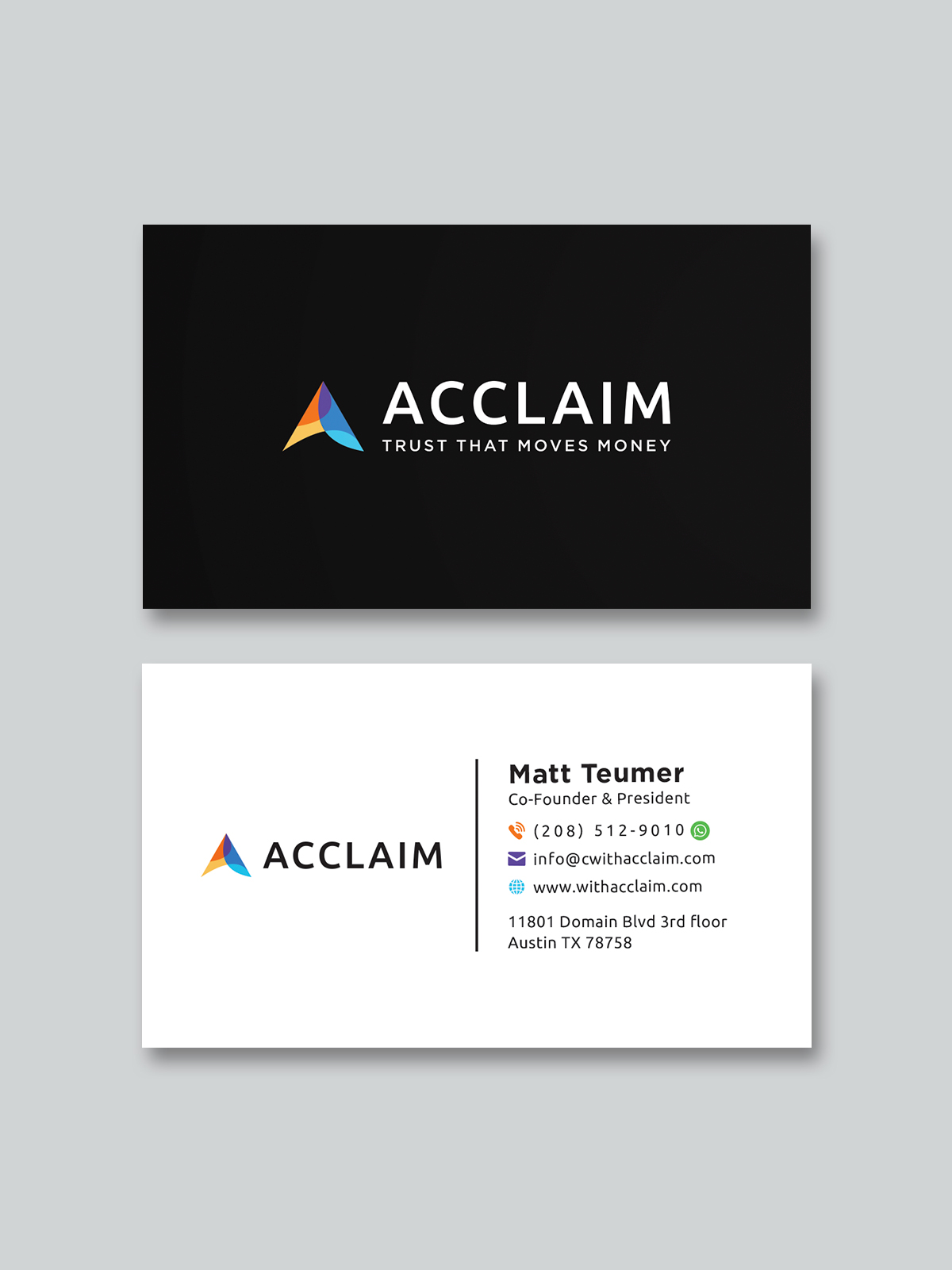 Design de Carte de Visite par Creative Moon Design pour Acclaim | Design #36725209