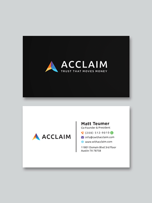 Design de Carte de Visite par Creative Moon Design pour Acclaim | Design : #36725209