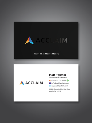Design de Carte de Visite par Creative Moon Design pour Acclaim | Design : #36725210