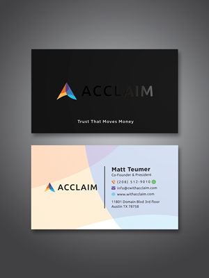 Design de Carte de Visite par Creative Moon Design pour Acclaim | Design : #36725211