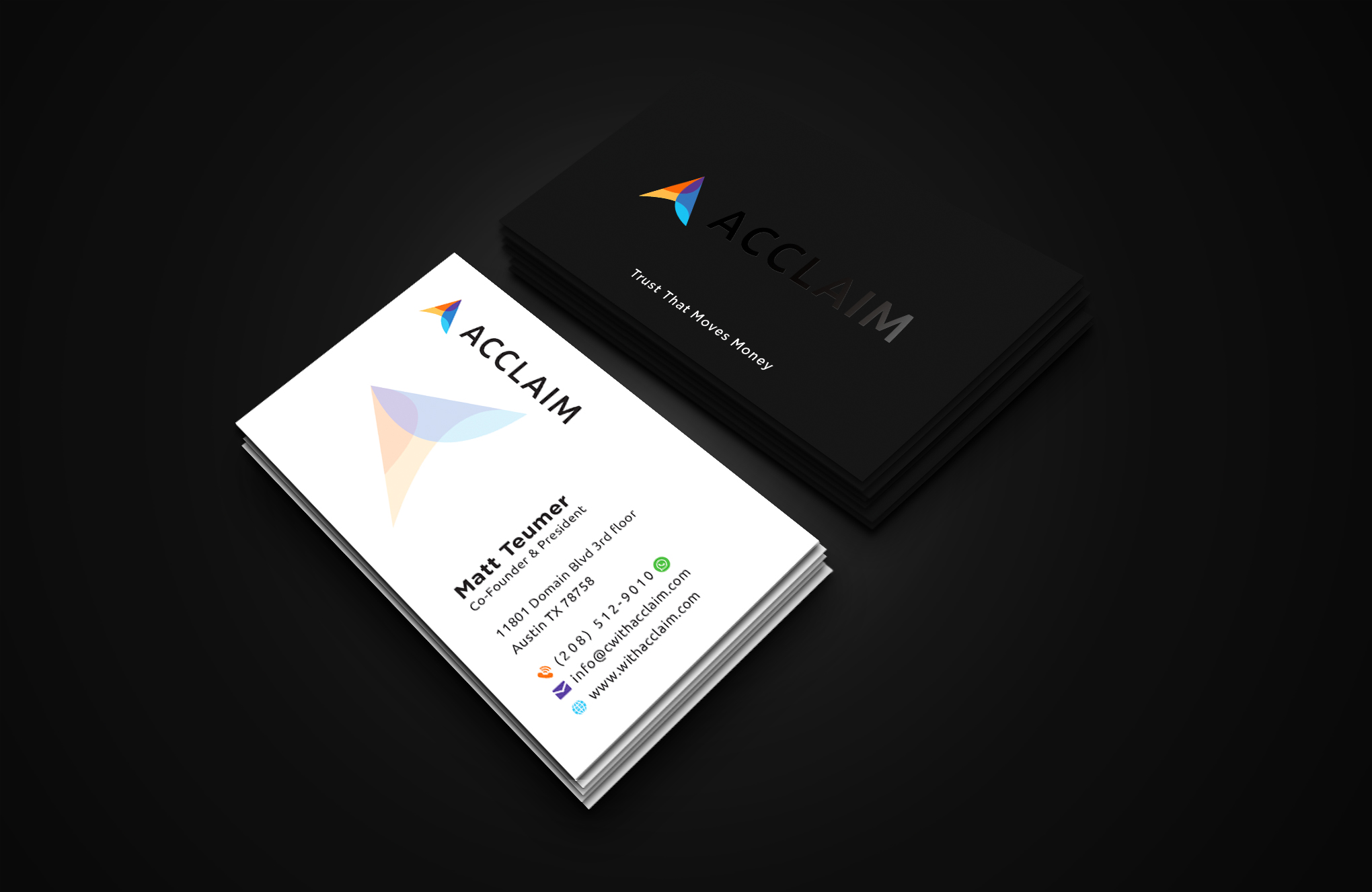 Diseño de Tarjeta de Presentación por Creative Moon Design para Acclaim | Diseño #36725278