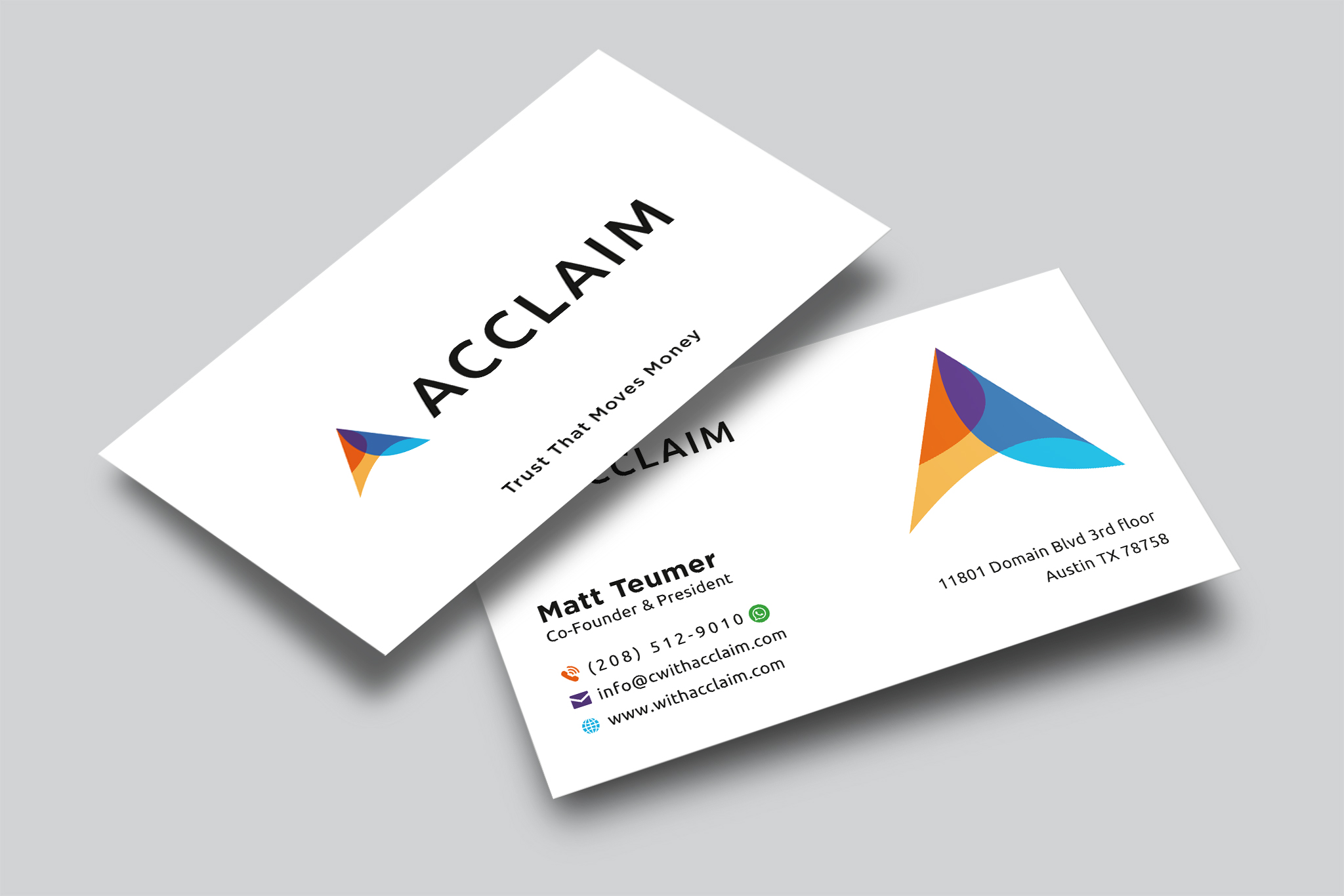 Diseño de Tarjeta de Presentación por Creative Moon Design para Acclaim | Diseño #36738266