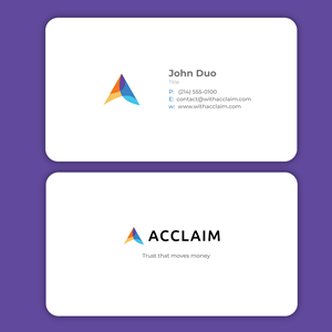 Visitenkarten-Design von nathanaelpeter für Acclaim | Design: #36735945