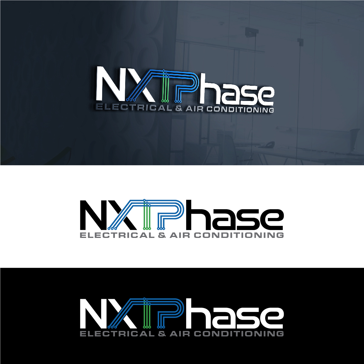 Logo Design by Owltive for Nxt Phase Electrical & Air Conditioning | Design #36788075