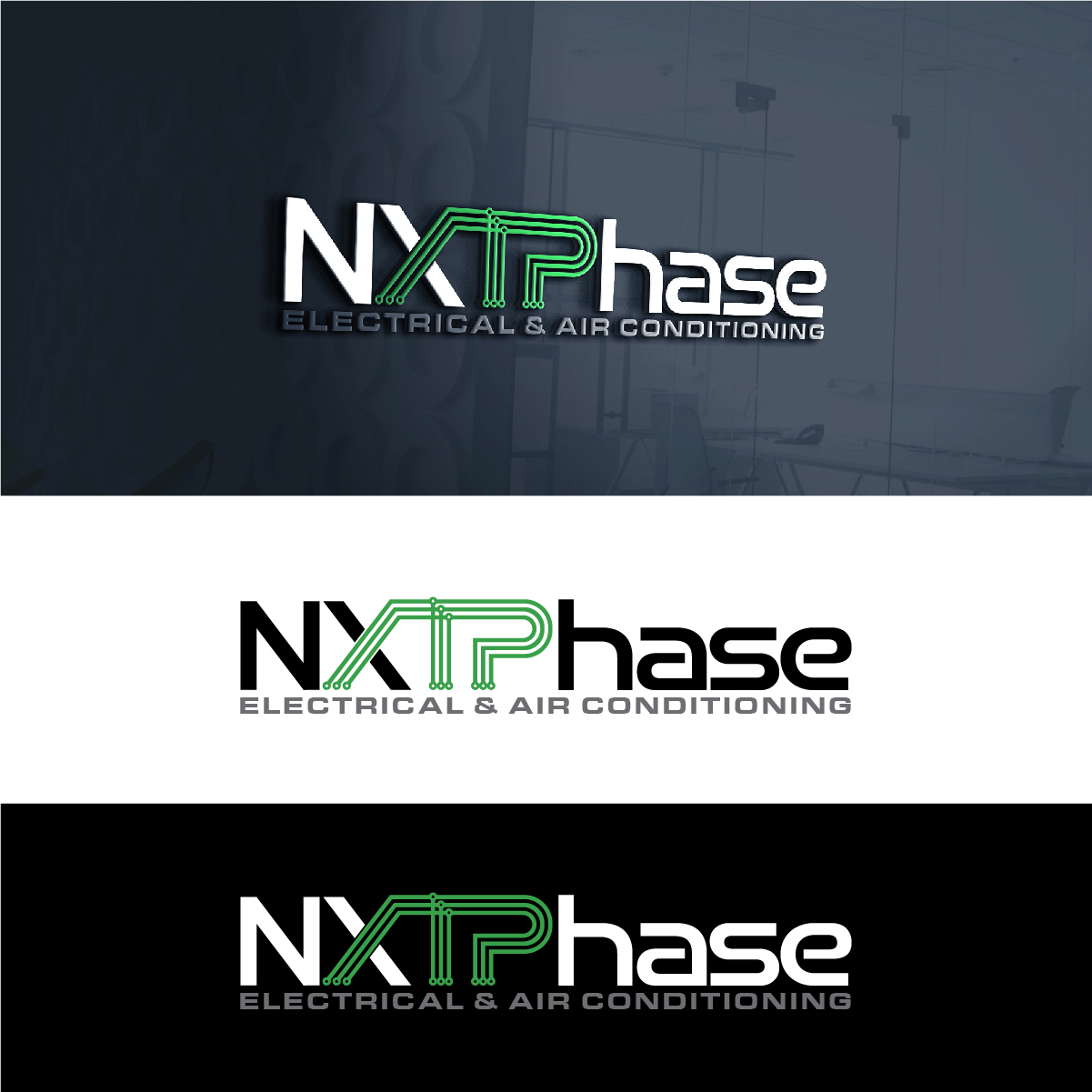 Diseño de Logo por Owltive para Nxt Phase Electrical & Air Conditioning | Diseño #36788076