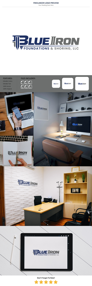 Logo Design by VectorForge for Blue Iron Foundations & Shoring, LLC | Design: #36790246