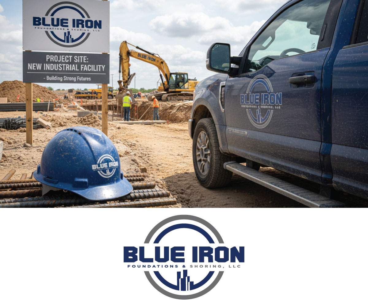 Logo Design by Ansh Design for Blue Iron Foundations & Shoring, LLC | Design #36789003
