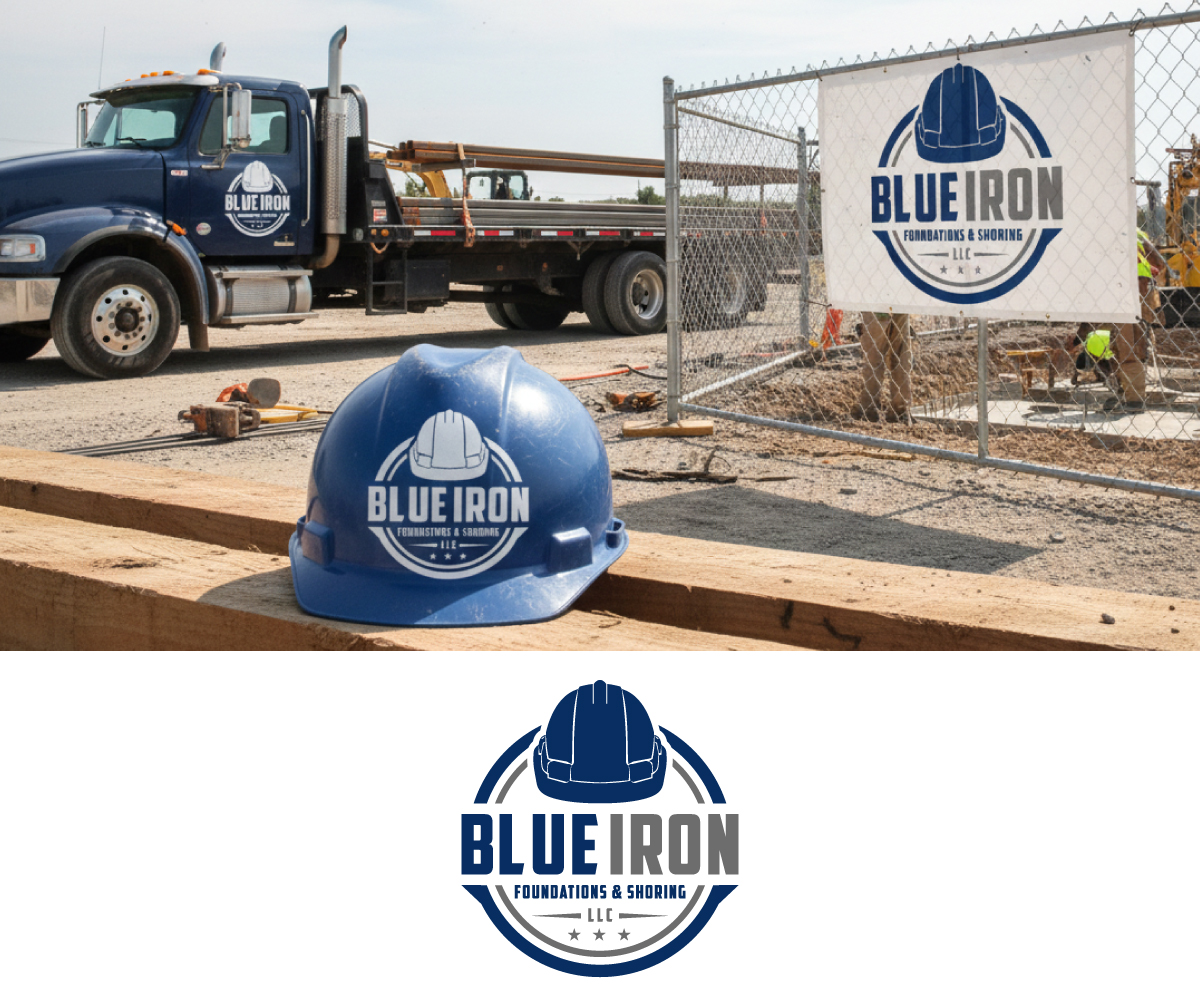 Logo Design by Ansh Design for Blue Iron Foundations & Shoring, LLC | Design #36789007