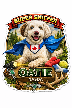 Hunting Sport dog needs a sticker for trading at competitions.