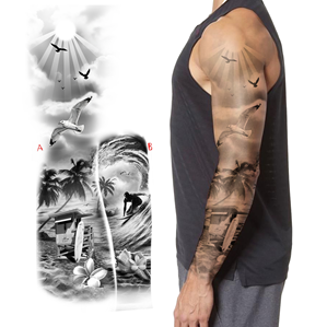 Continuation of current Hawaii/surf themed tattoo