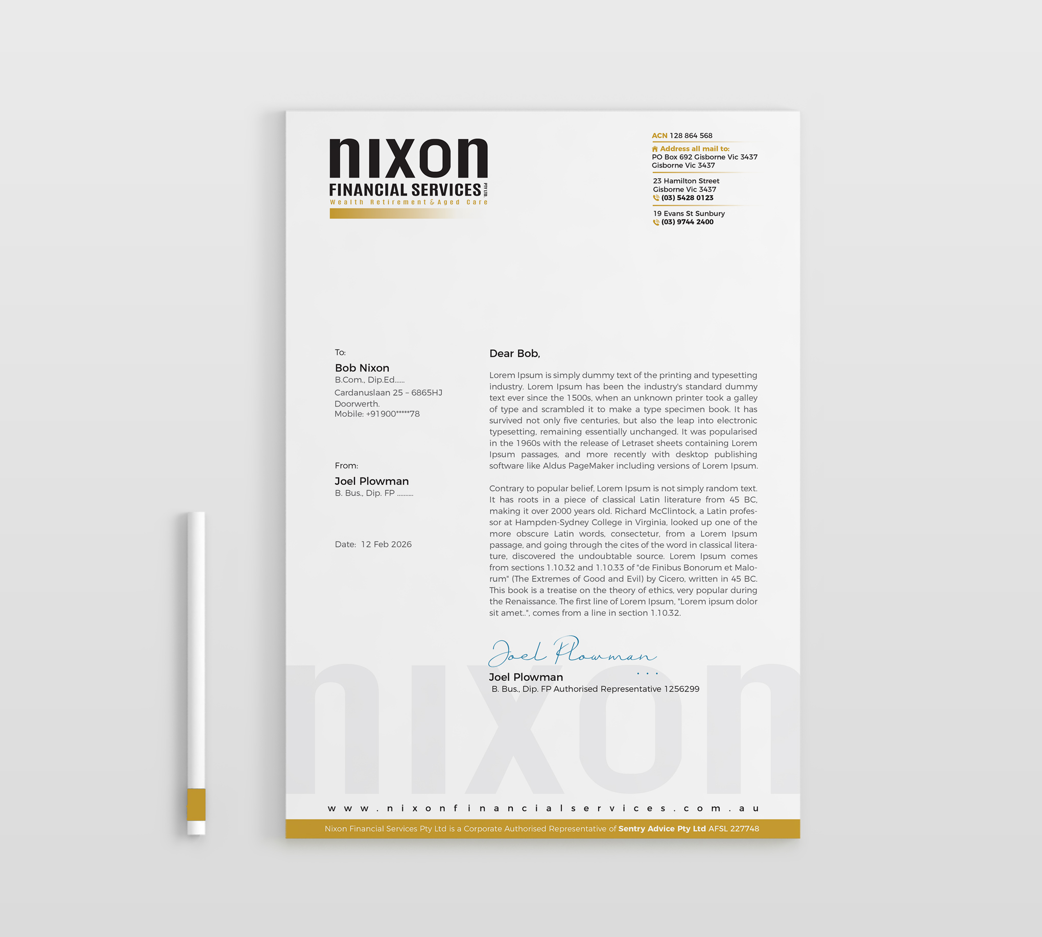 Stationery Design by Bharat Graphic for Nixon Financial Services Pty Ltd | Design #36867634