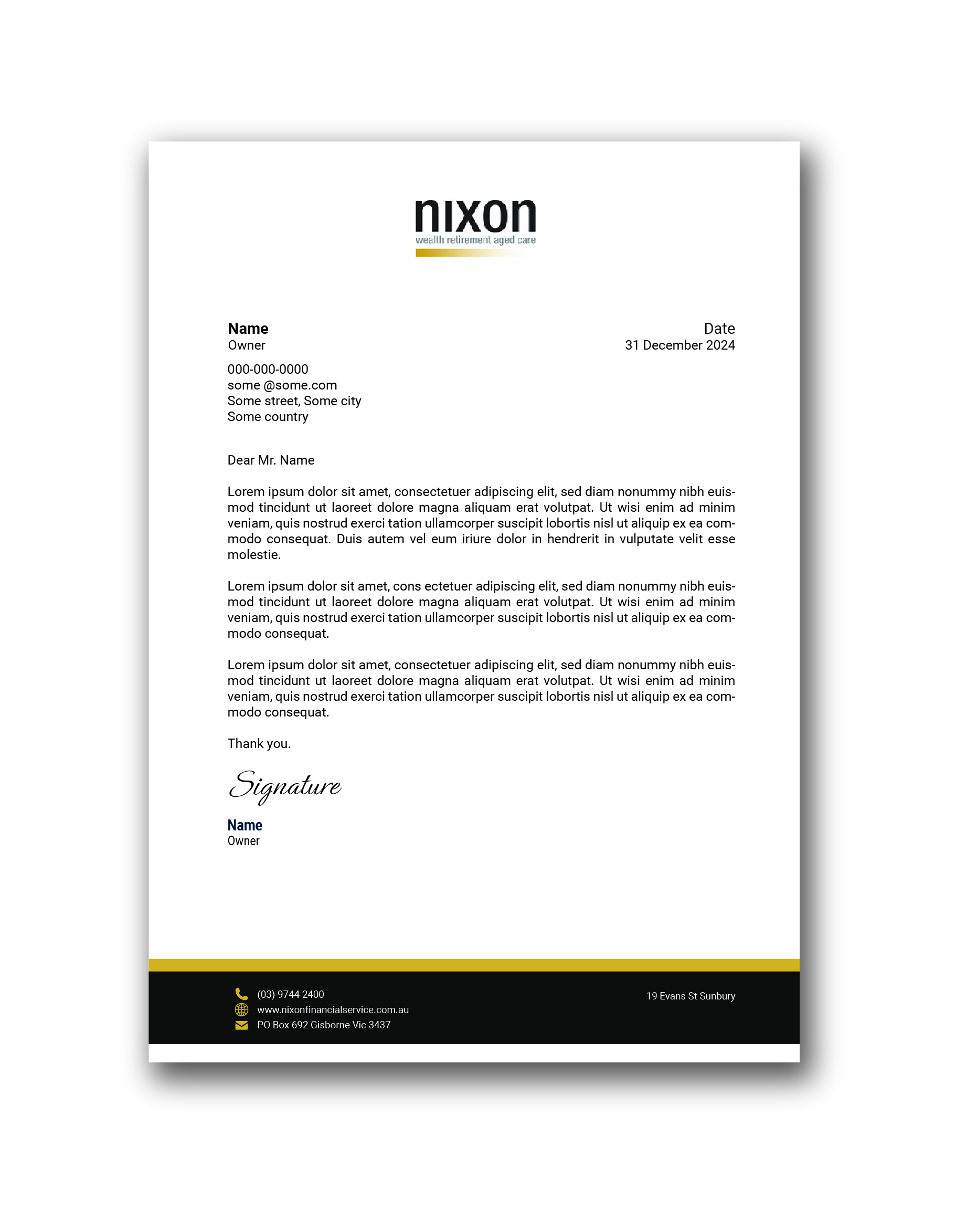 Stationery Design by sumdes for Nixon Financial Services Pty Ltd | Design #36863992