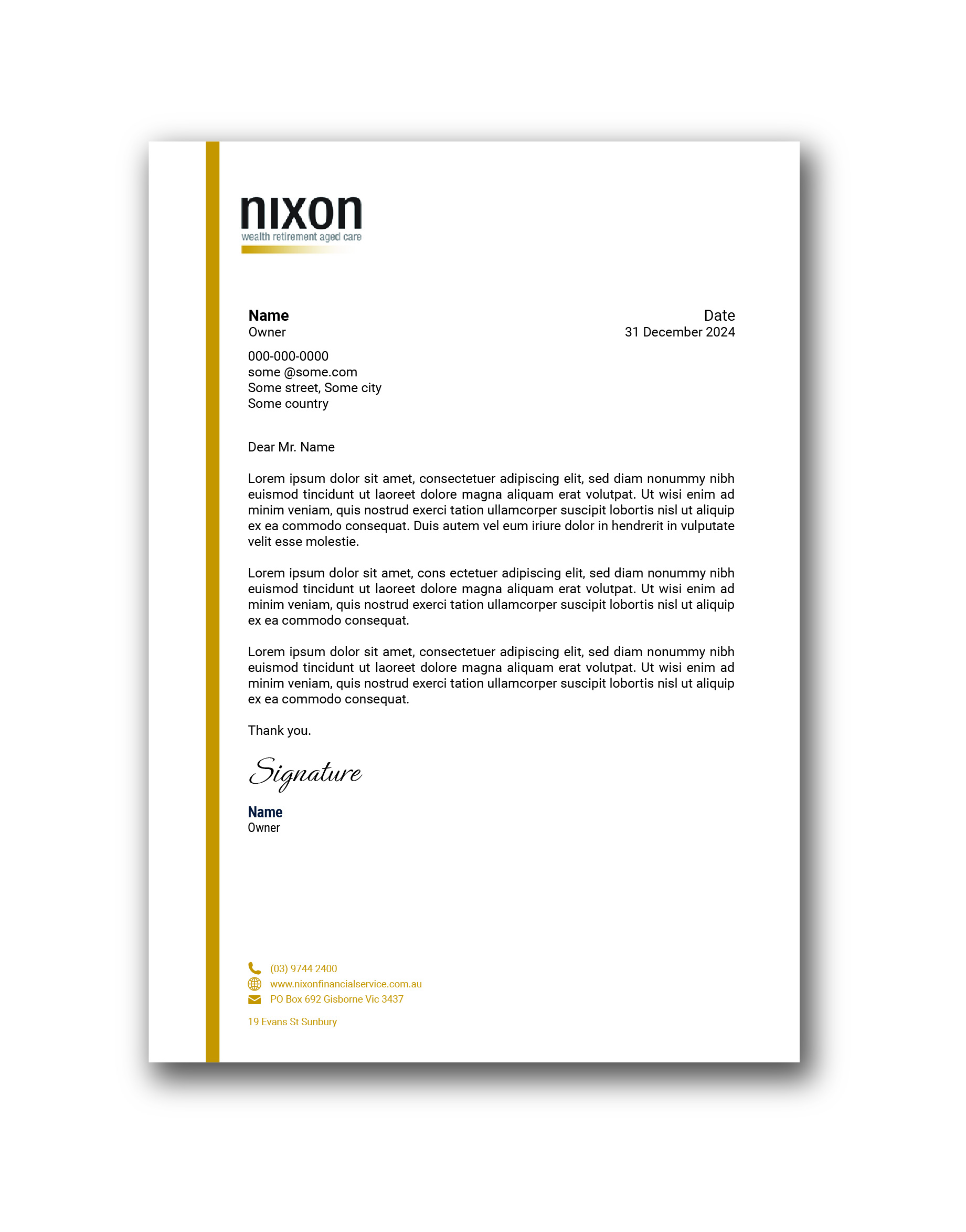 Stationery Design by sumdes for Nixon Financial Services Pty Ltd | Design #36863994