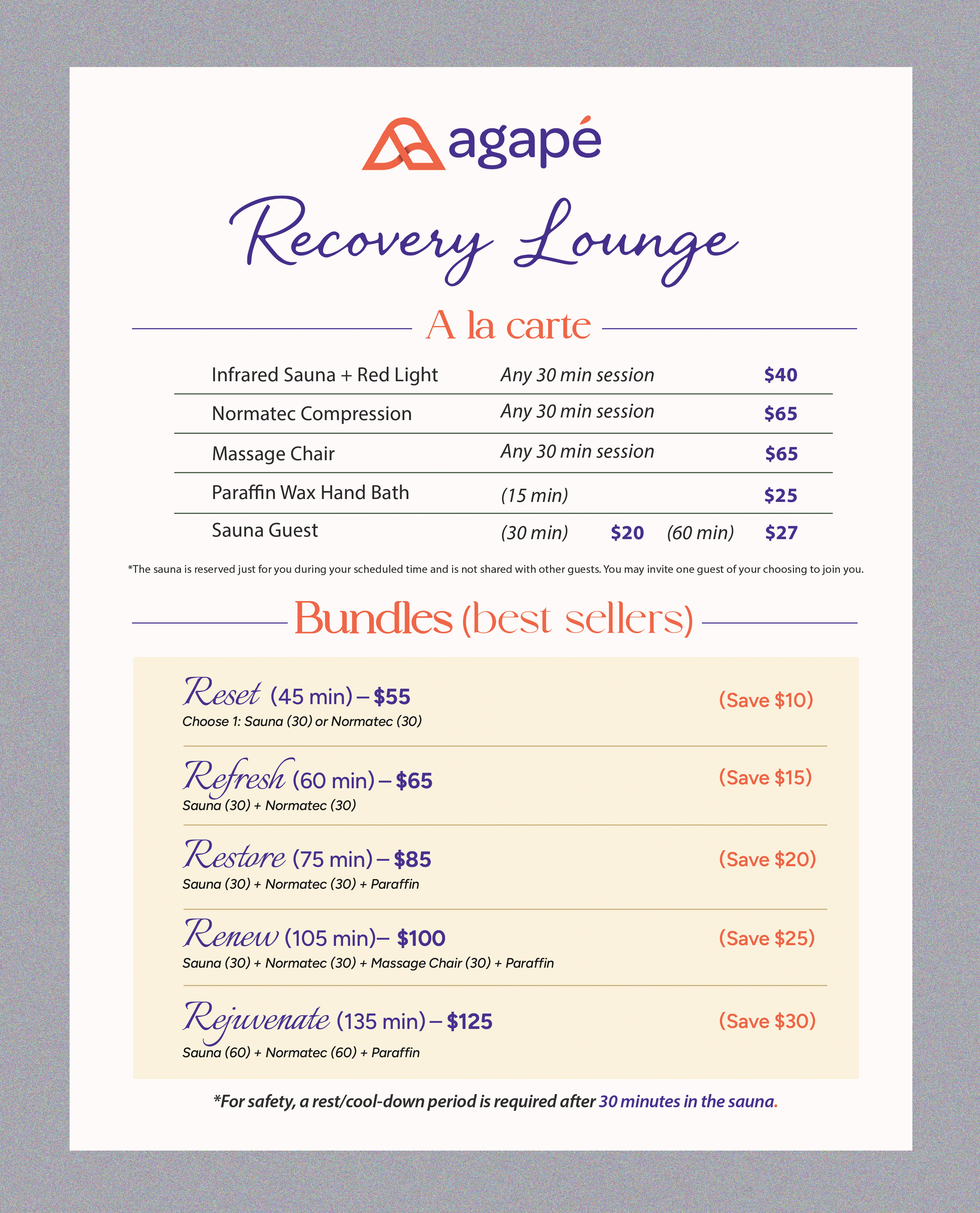 Menu Design by Stan$oul for Agapé Physical Therapy | Design #37039612