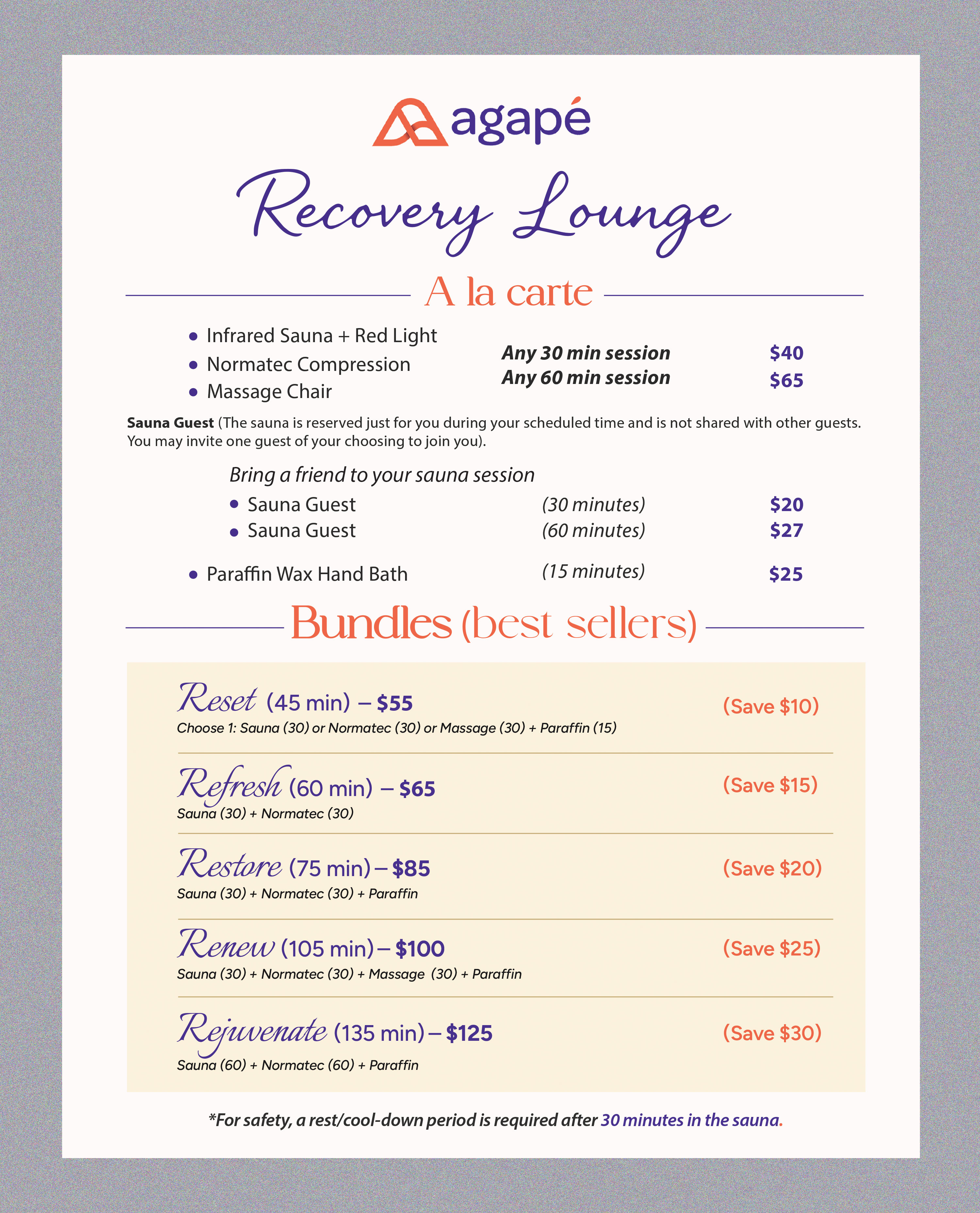 Menu Design by Stan$oul for Agapé Physical Therapy | Design #37043452