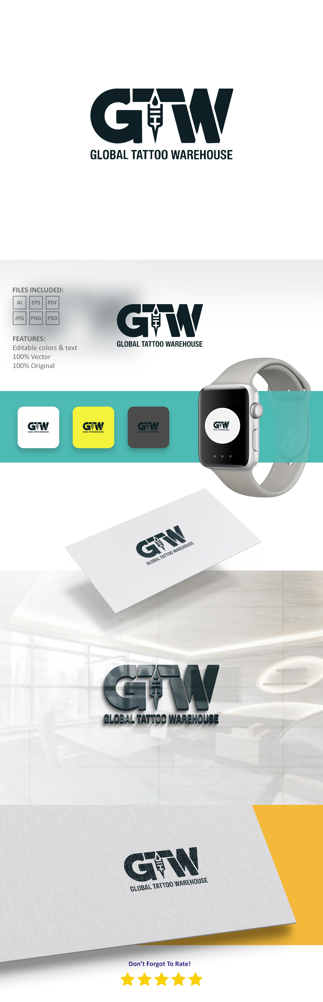 Diseño de Logo por VectorForge para Global Tattoo Warehouse | Diseño #36909296