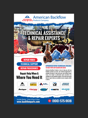 Flyer Design by Creations Box 2015 for American Backflow Products Company | Design #36945975