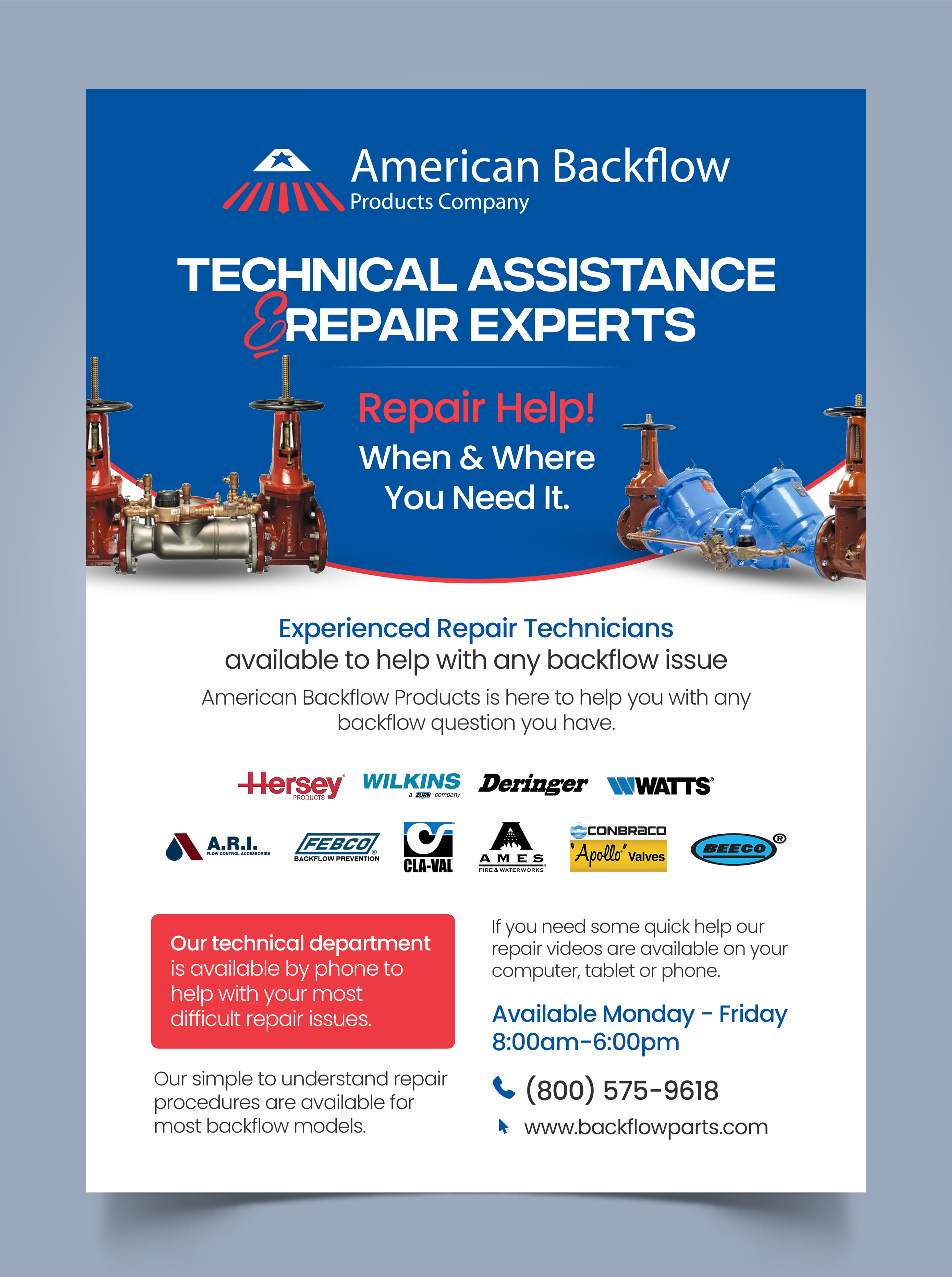 Flyer Design by Graphic Guy for American Backflow Products Company | Design #36949133