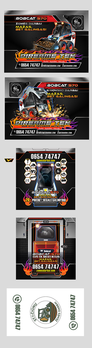 Monster Truck Hot Rod Style Bobcat S70 Trailer Vinyl Wrap Design