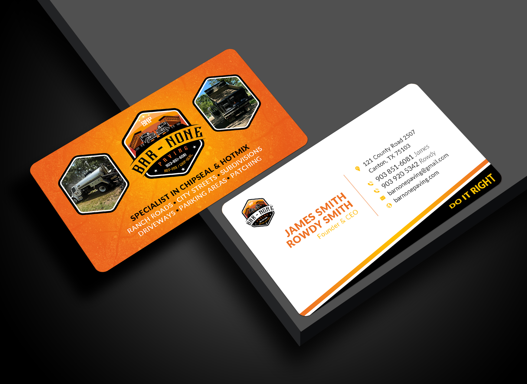 Business Card Design by Sun Moon Graphic Designer for Bar-none Paving | Design #36978525