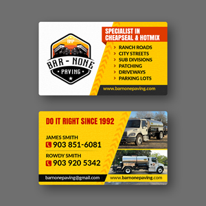 Business Card Design by ARTOGRAPHY for Bar-none Paving | Design #36980967