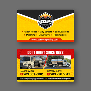 Business Card Design by ARTOGRAPHY for Bar-none Paving | Design: #36981239