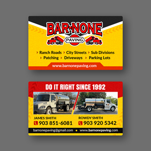 Business Card Design by ARTOGRAPHY for Bar-none Paving | Design: #36989544
