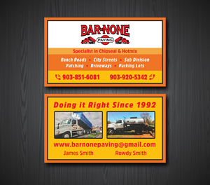 Business Card Design by Ekramul Hossen 2 for Bar-none Paving | Design: #36979466