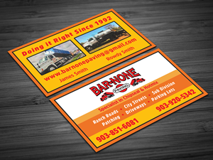 Business Card Design by Ekramul Hossen 2 for Bar-none Paving | Design: #36979468
