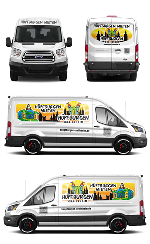 CarWrap Ford Transit L3H2 for a bouncy castle rental in Germany ("Hüpfburgen Crailshe...