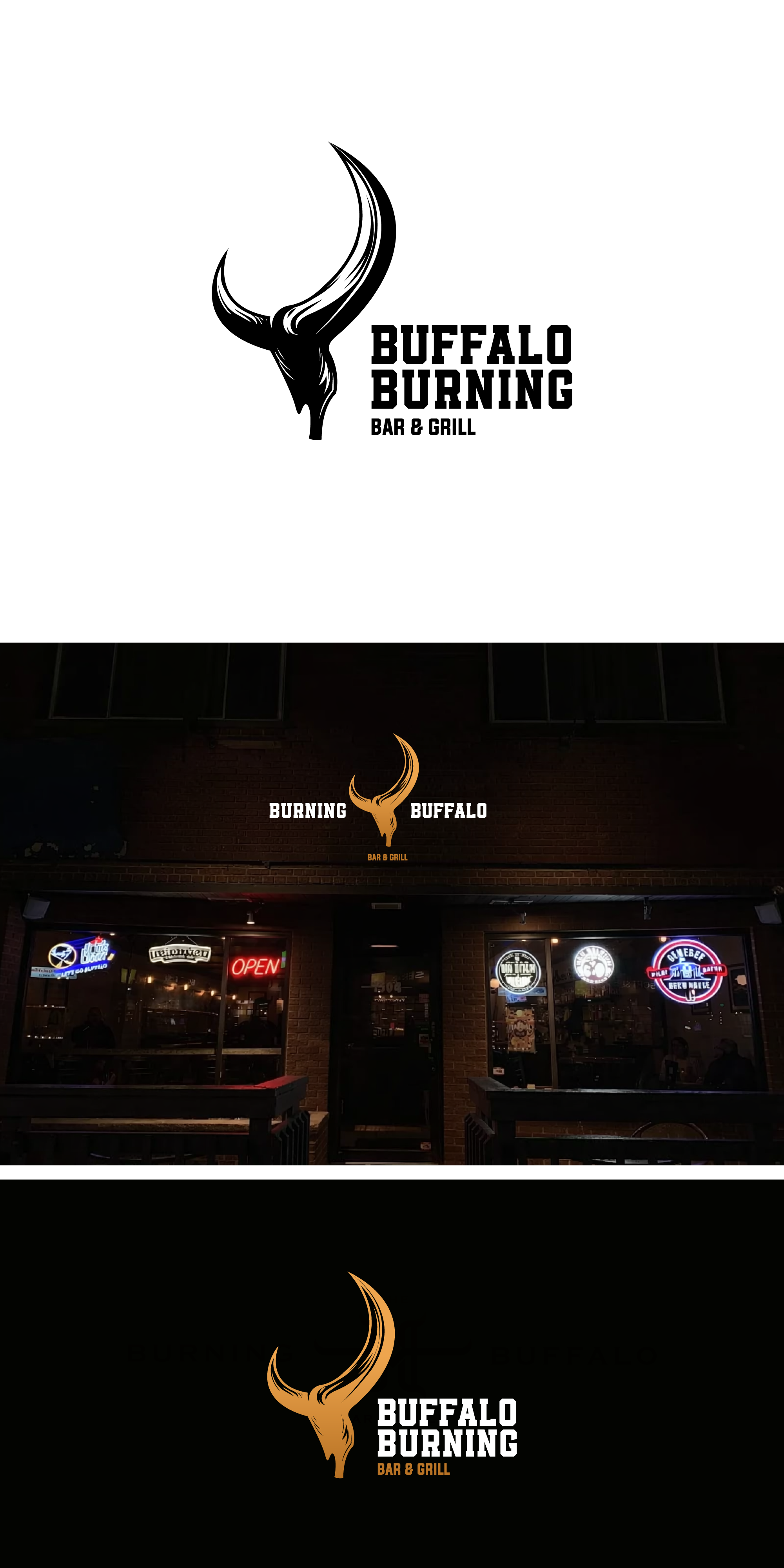 Logo Design by merti.studio for The Burning Buffalo Bar & Grill | Design #37082448