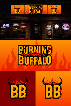 Logo Design by Sergio Coelho for The Burning Buffalo Bar & Grill | Design: #37074685