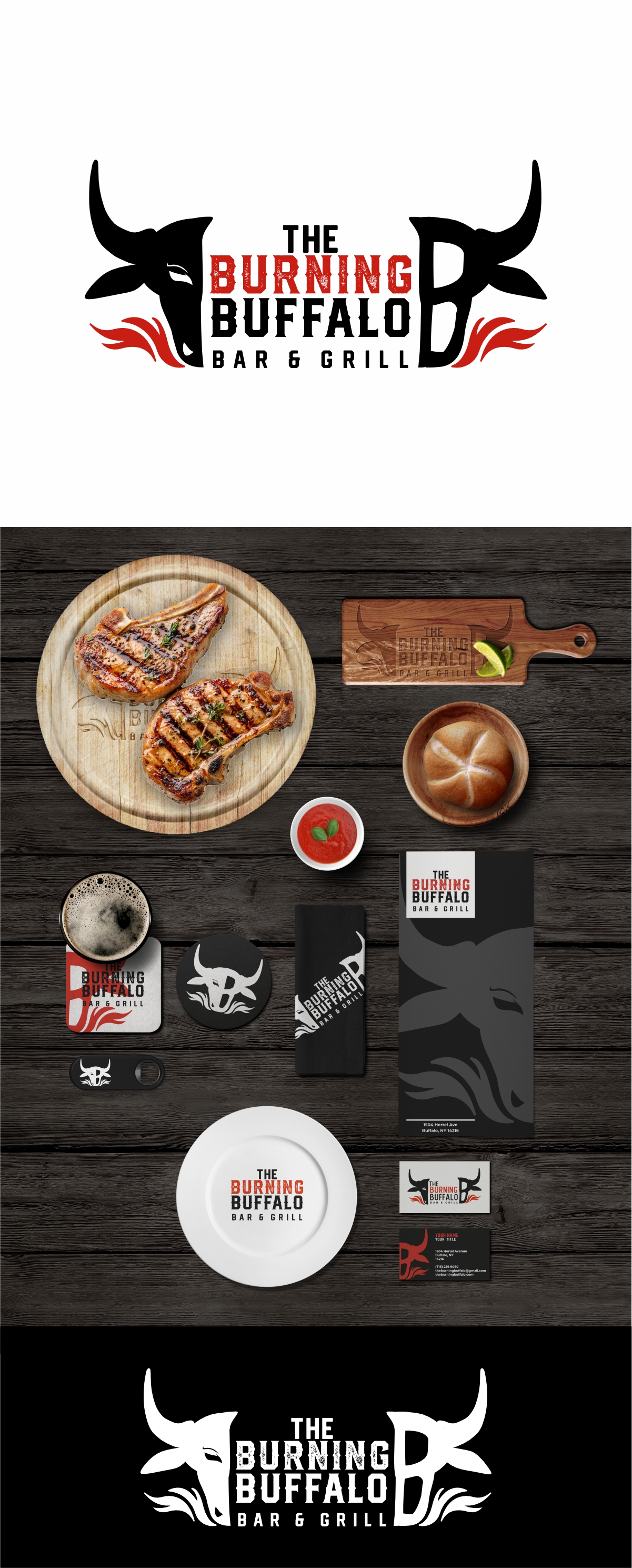 Logo Design by Idesign estudio for The Burning Buffalo Bar & Grill | Design #37099636