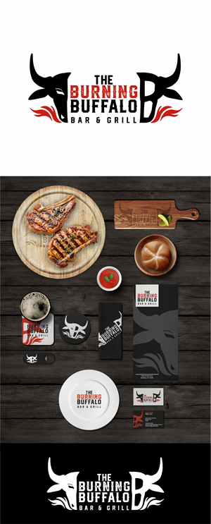 Logo Design by Idesign estudio for The Burning Buffalo Bar & Grill | Design: #37099636
