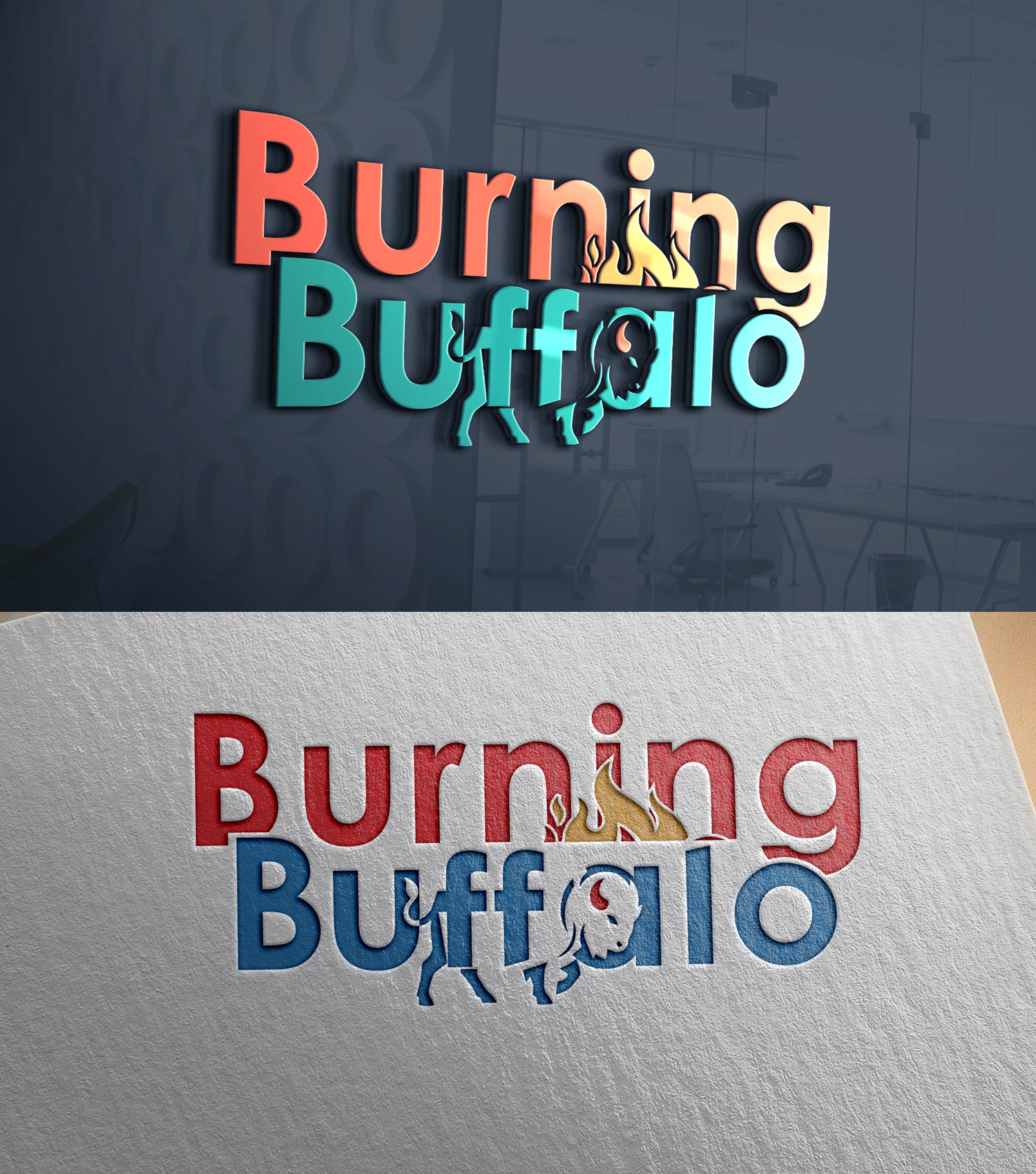 Logo Design by 24ksunny for The Burning Buffalo Bar & Grill | Design #37071094