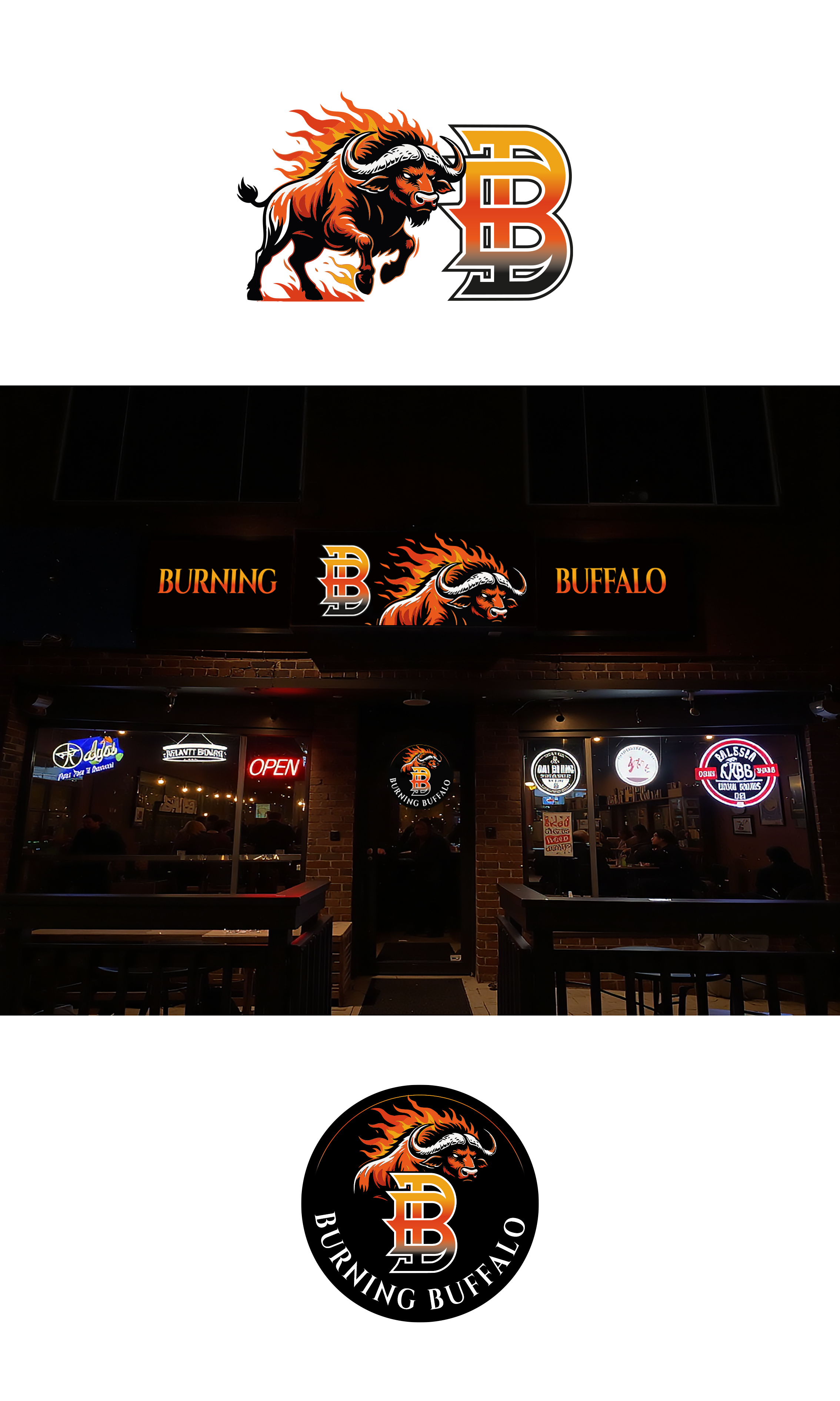 Logo Design by Jose Lopez ( Verified Pro Designer ) for The Burning Buffalo Bar & Grill | Design #37069599