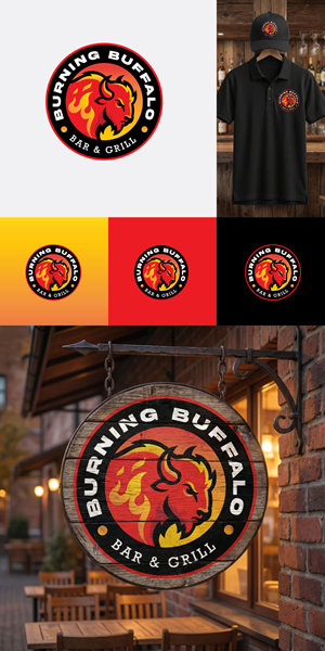 Logo Design by Gol D Roger™ for The Burning Buffalo Bar & Grill | Design: #37097308