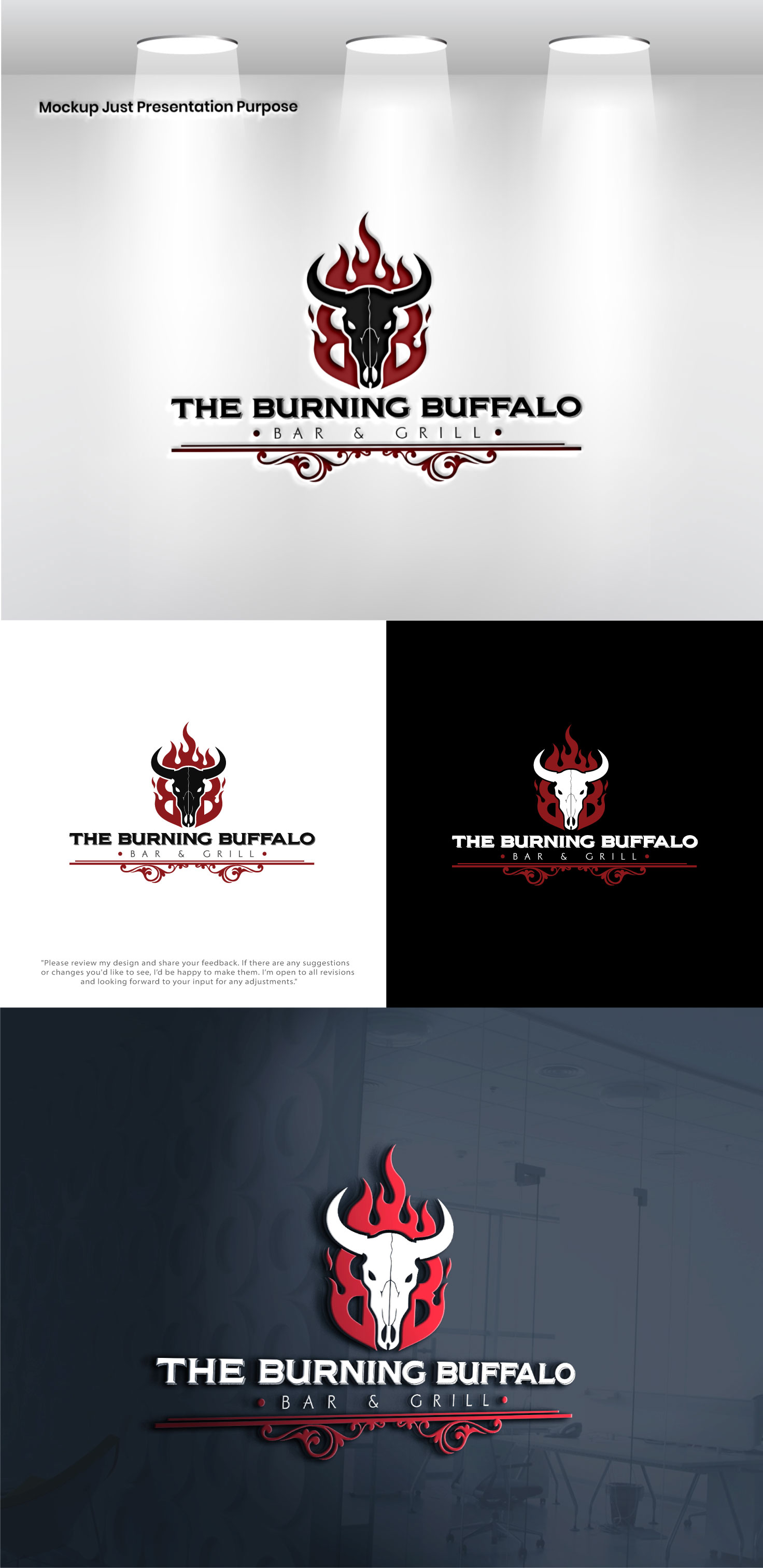 Logo Design by Pixel Foundry for The Burning Buffalo Bar & Grill | Design #37074538