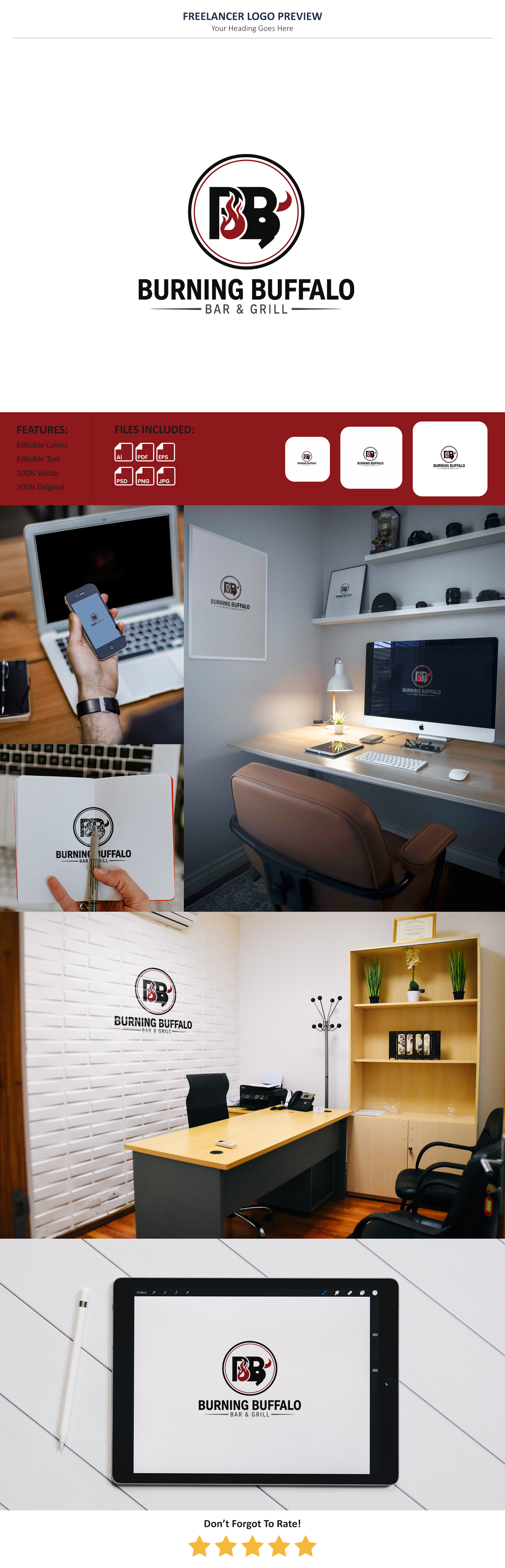 Logo Design by Pixel Foundry for The Burning Buffalo Bar & Grill | Design #37074539