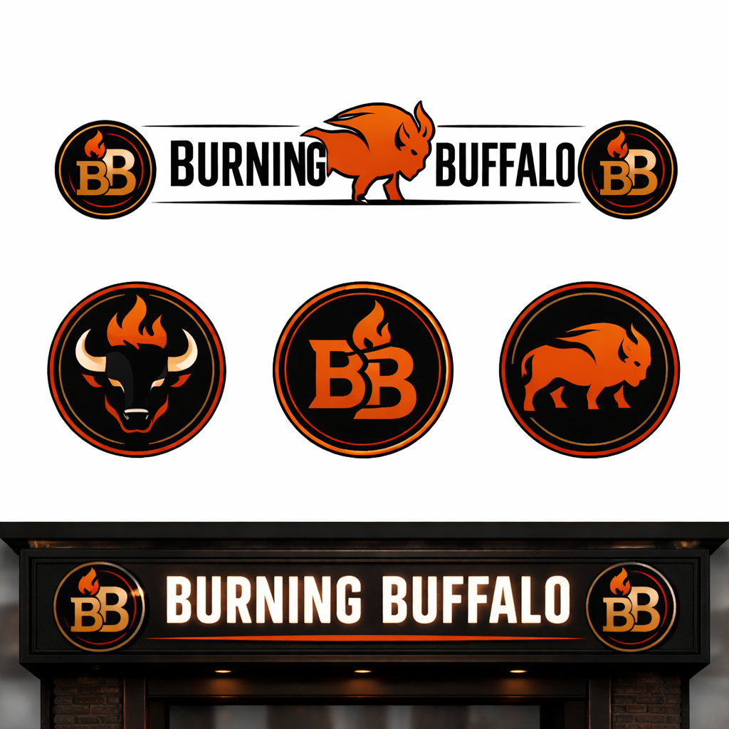 Logo Design by hossain32 for The Burning Buffalo Bar & Grill | Design #37074503