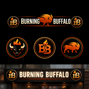 Logo Design by hossain32 for The Burning Buffalo Bar & Grill | Design: #37074504
