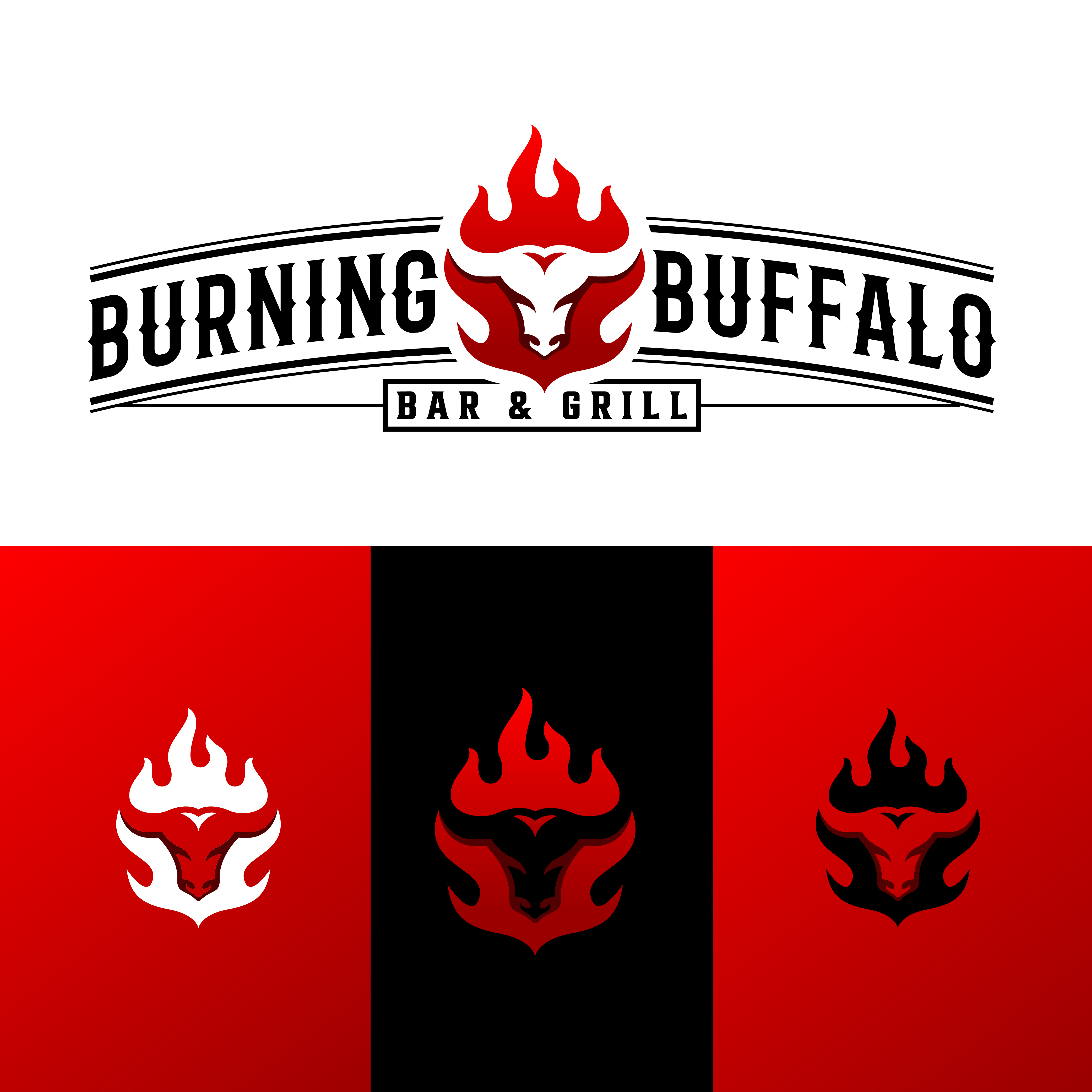 Logo Design by razertron for The Burning Buffalo Bar & Grill | Design #37099682