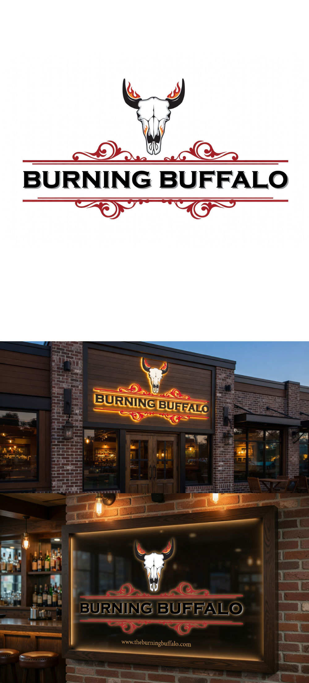 Logo Design by MaishaDesign for The Burning Buffalo Bar & Grill | Design #37073719