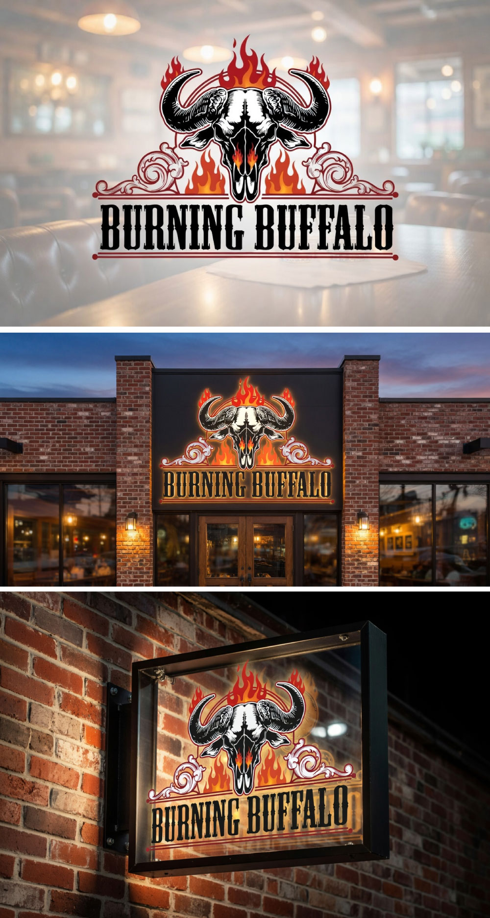 Logo Design by MaishaDesign for The Burning Buffalo Bar & Grill | Design #37073762