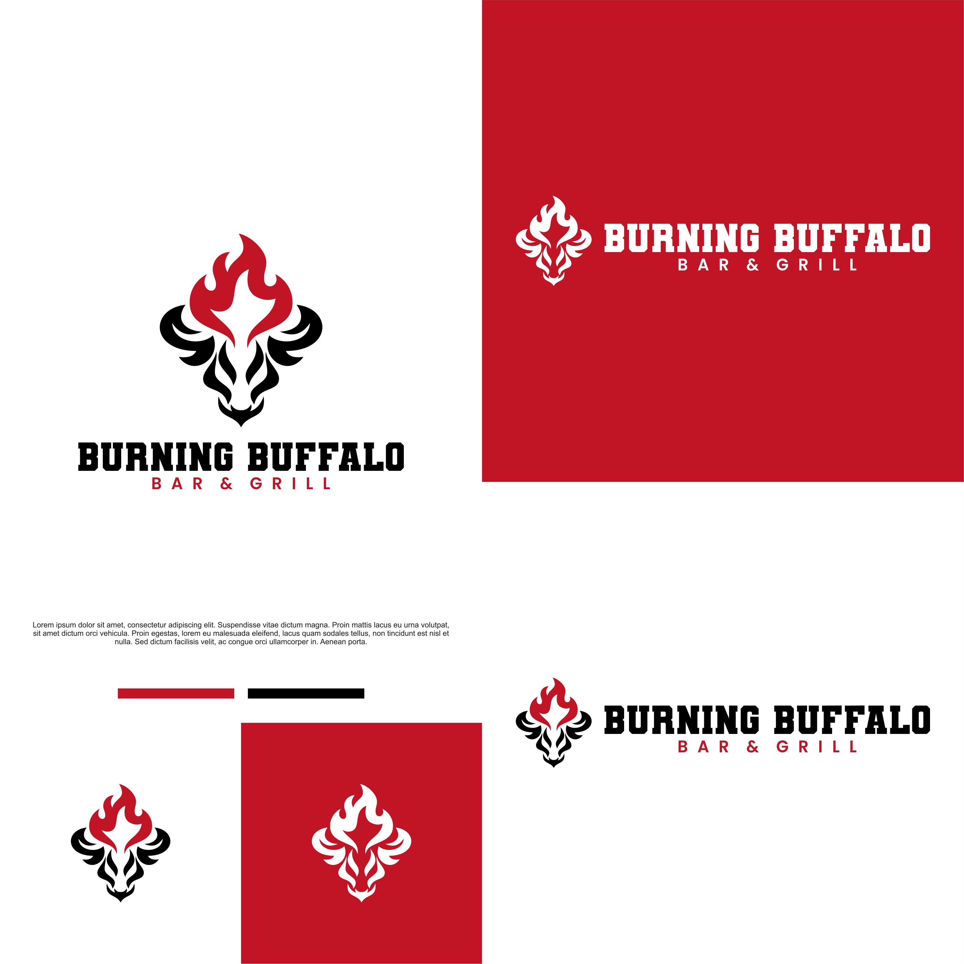 Logo Design by Nembelas Studio for The Burning Buffalo Bar & Grill | Design #37076570