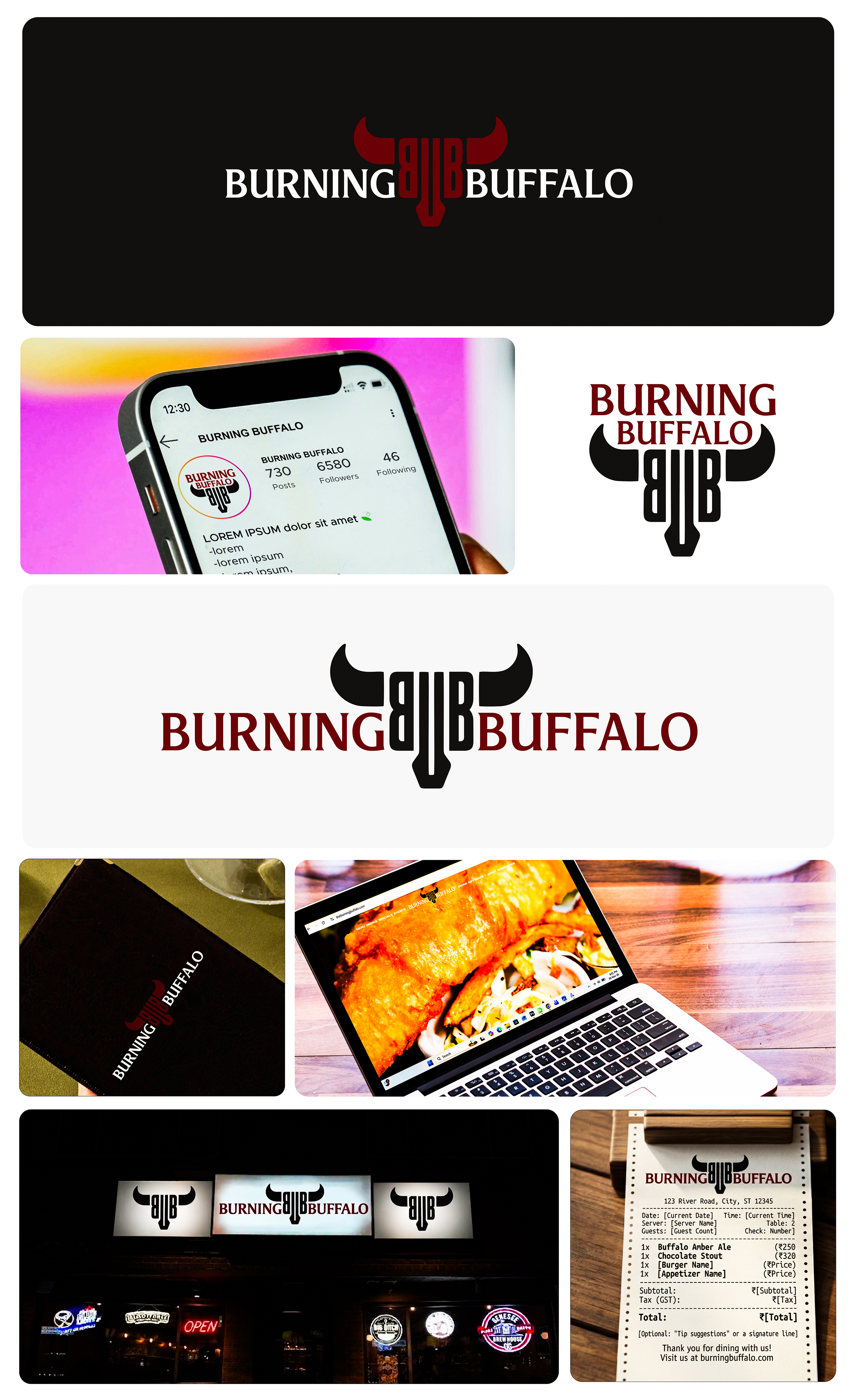 Logo Design by JADE BROWN for The Burning Buffalo Bar & Grill | Design #37083115